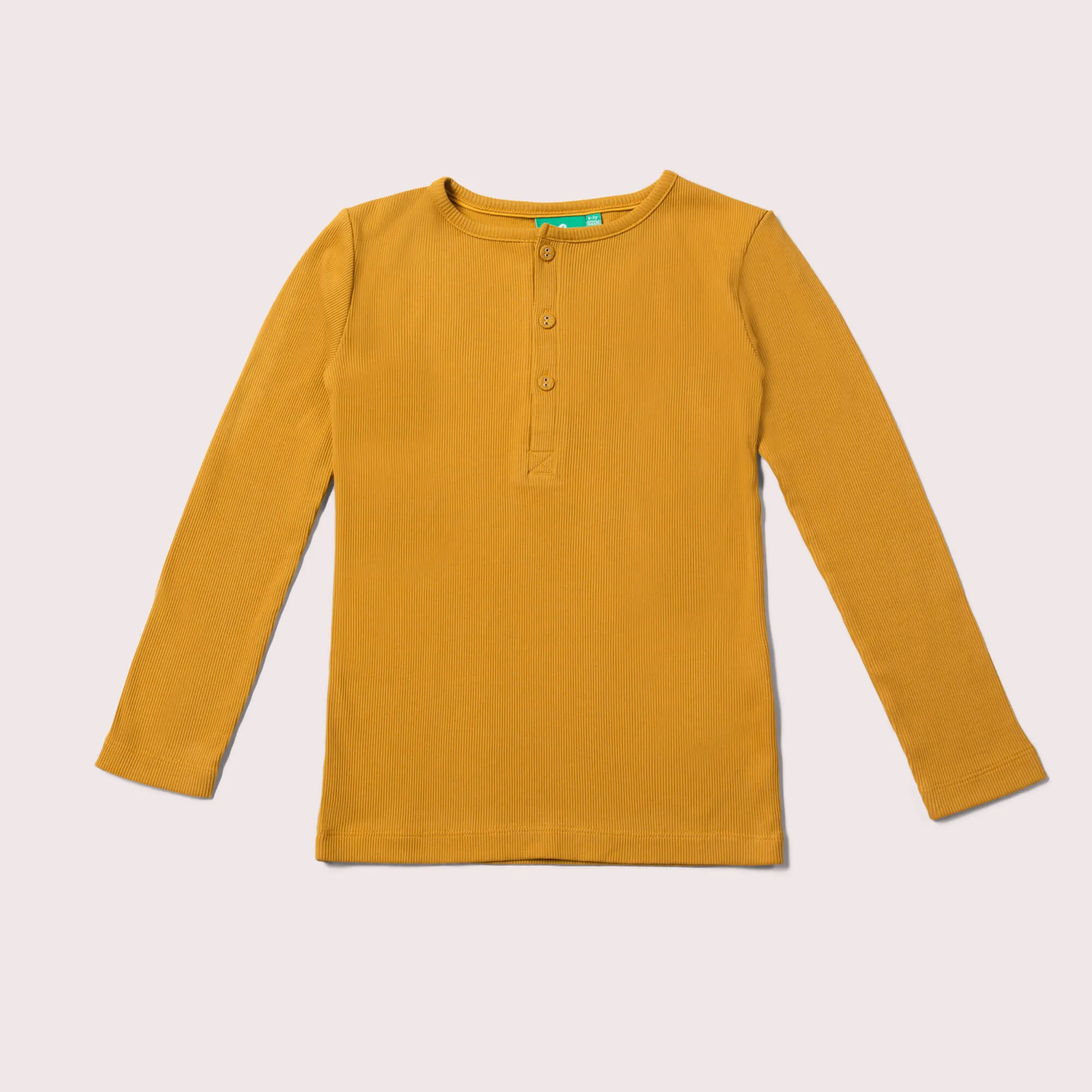 Gold Ribbed Long Sleeve Henley Top