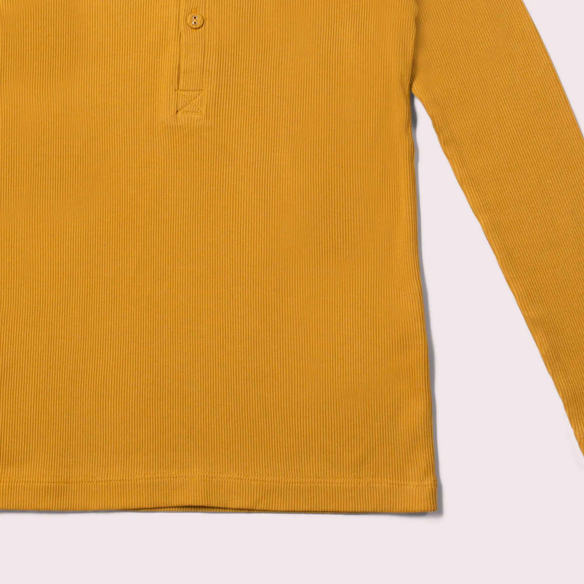 Gold Ribbed Long Sleeve Henley Top