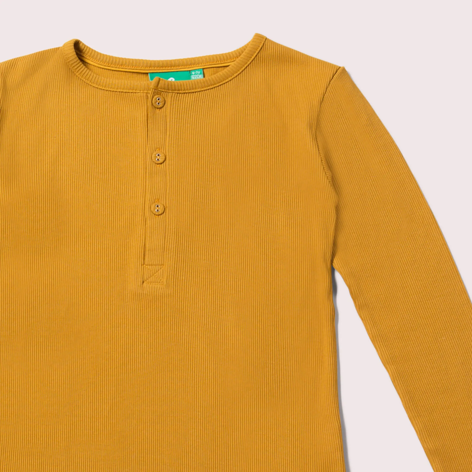 Gold Ribbed Long Sleeve Henley Top