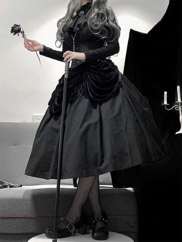 Gothic Lolita Dresses Ruffles Black