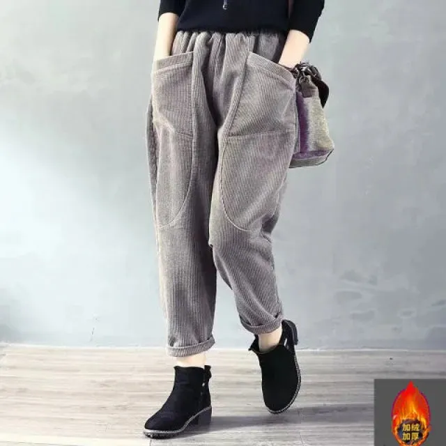Graue Cordhose - Bella