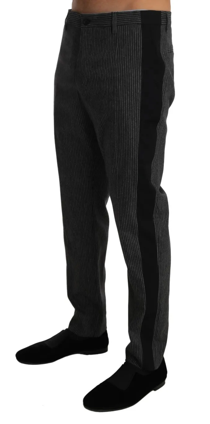 Gray Wool Black Stripe Dress Trousers Pants