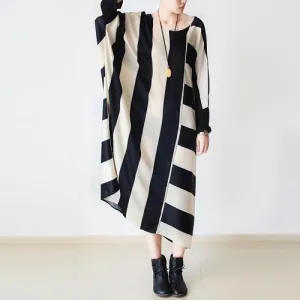 Gremma - Striped maxi dress unique style fall