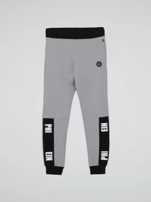 Grey Ribbed Edge Jogging Trousers (Kids)