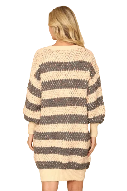 Grey Textured Striped Sweater Rainbow Speckles Dress - Pack of 6