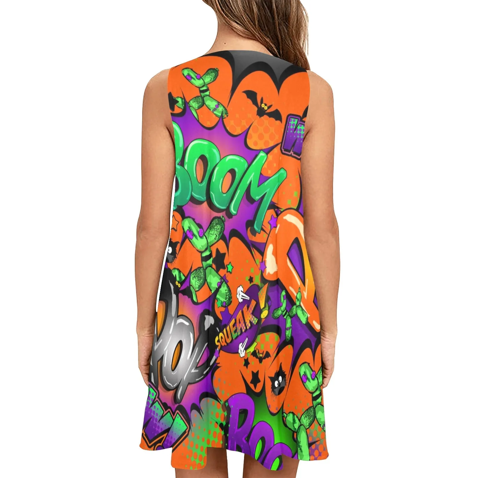 Halloween Orange - Flared Shift Dress with Pockets (XS - 3XL)