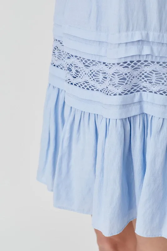 HALTER NECK LACE TRIM DRESS