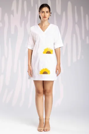 Handpainted Shift Dress - White