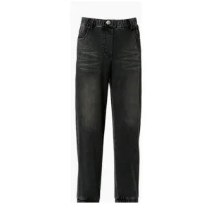 Hannah Banana Washed Denim-Like Knit Joggers - Black