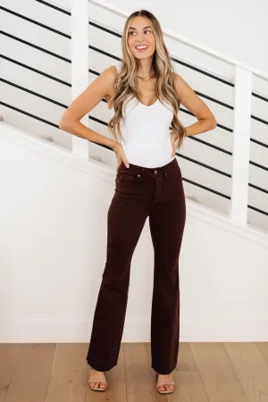 Hazel Blues® |  Sienna High Rise Control Top Flare Jeans in Espresso