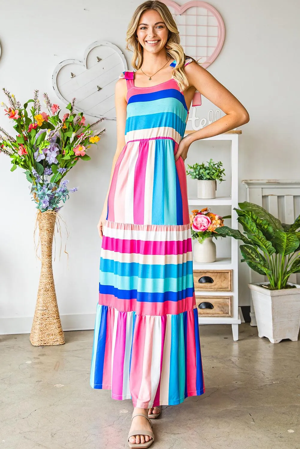 Hazel Blues® | Striped Sleeveless Maxi Dress