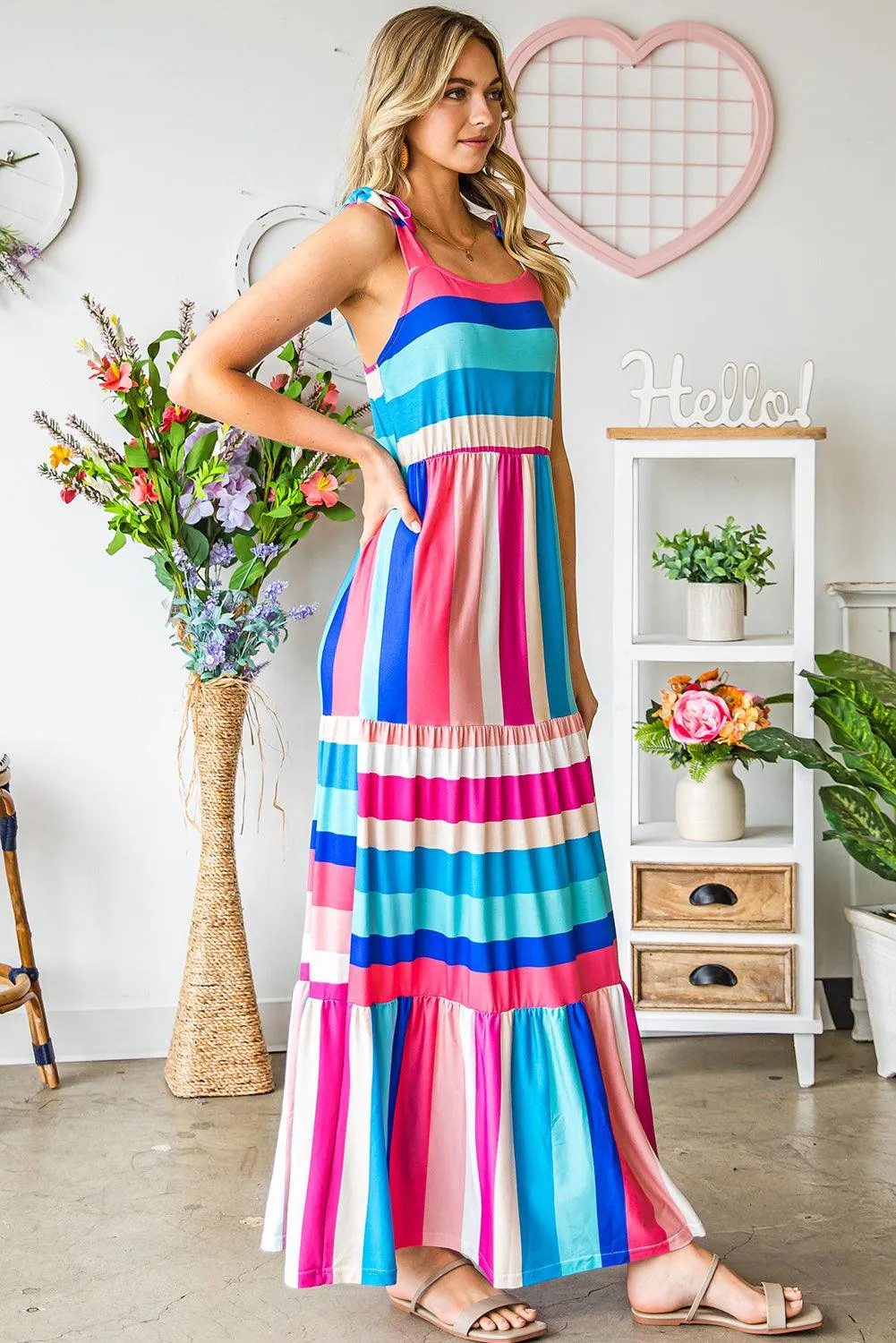 Hazel Blues® | Striped Sleeveless Maxi Dress