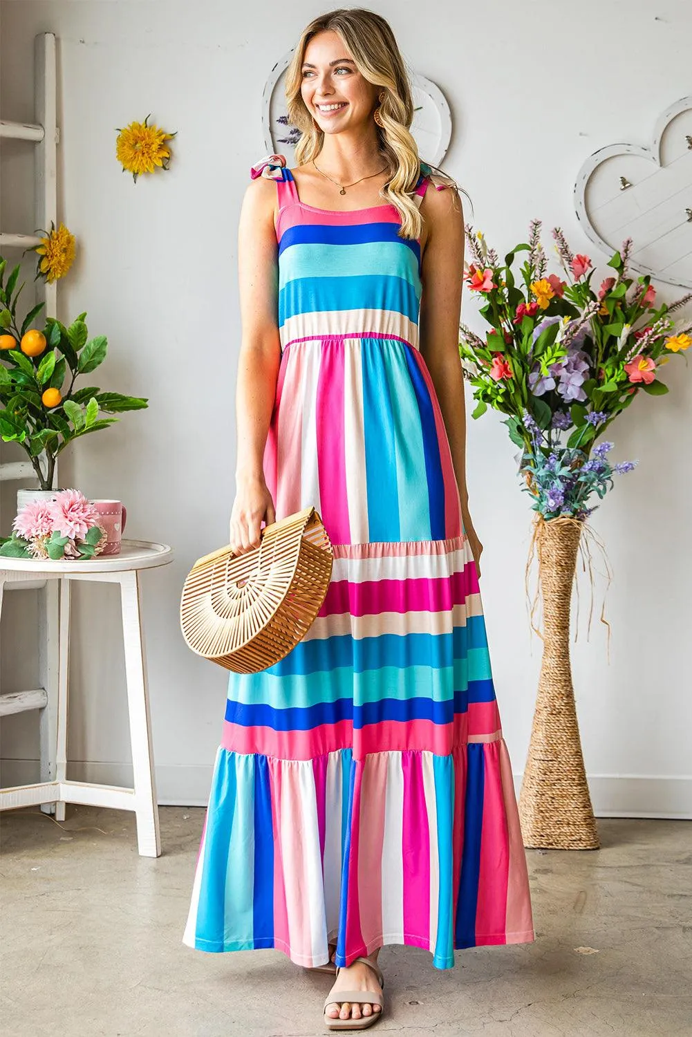 Hazel Blues® | Striped Sleeveless Maxi Dress