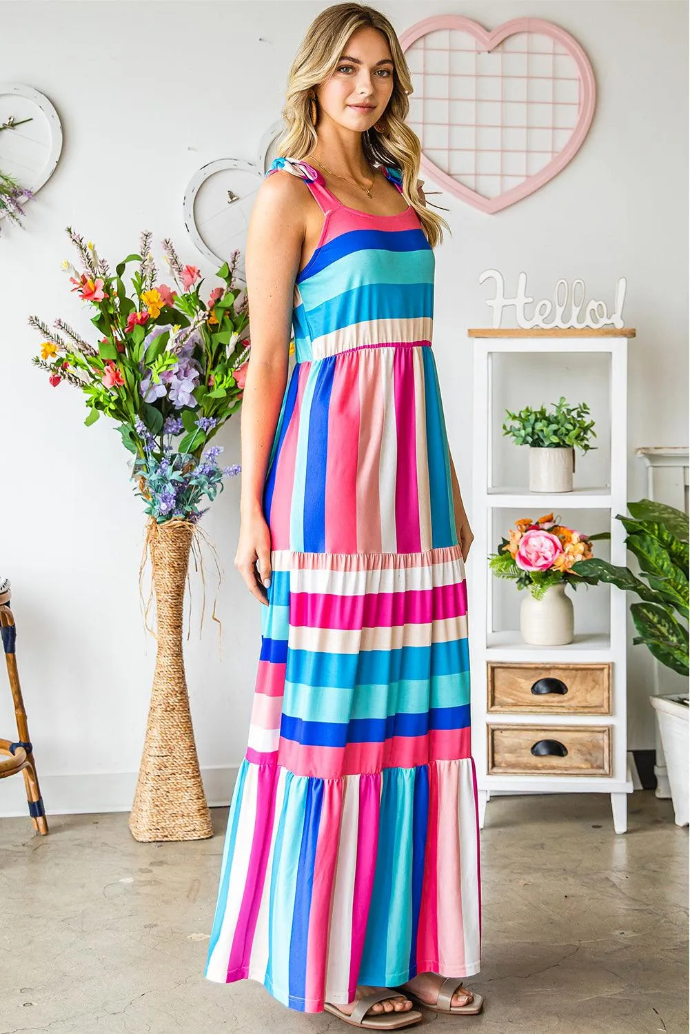Hazel Blues® | Striped Sleeveless Maxi Dress