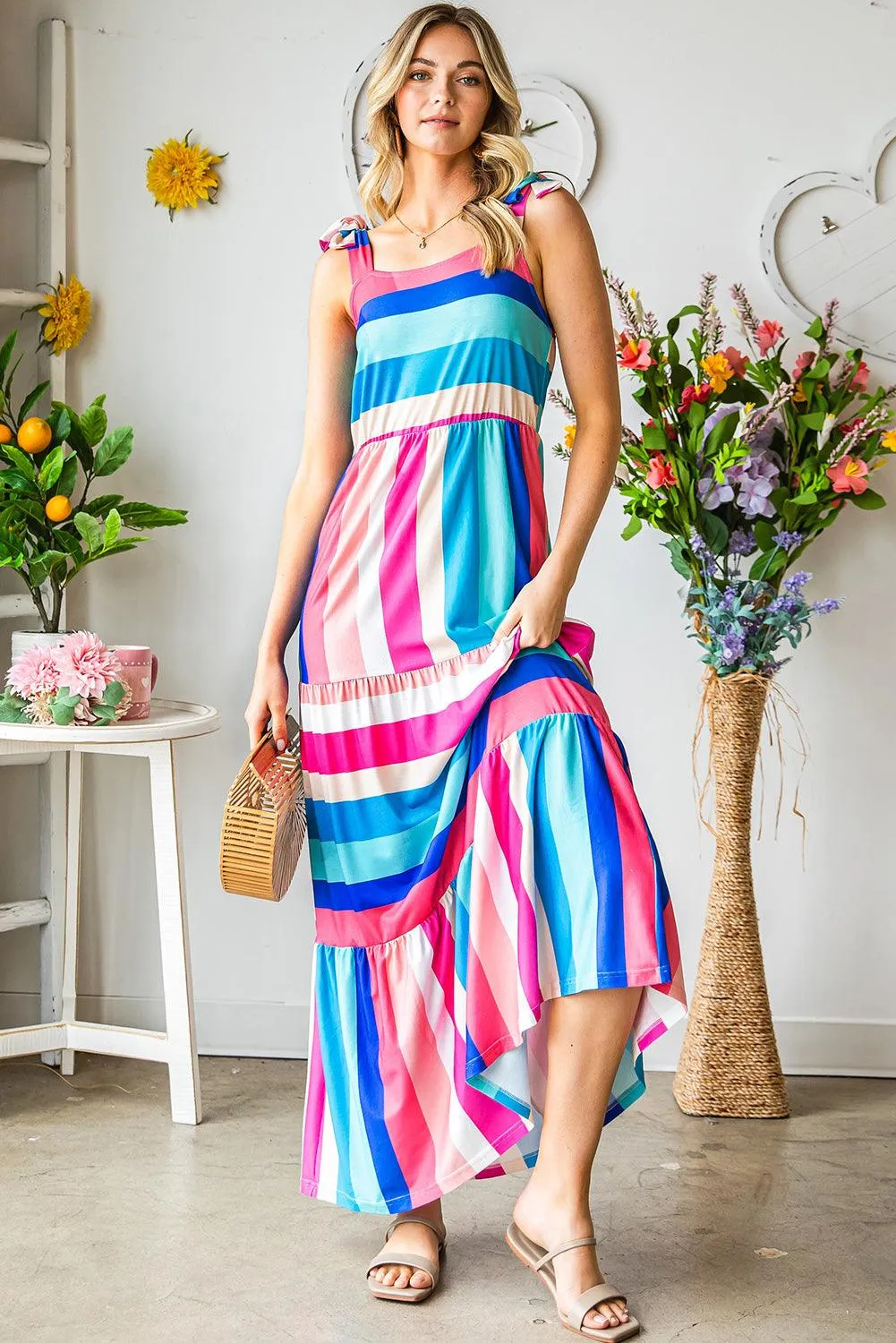 Hazel Blues® | Striped Sleeveless Maxi Dress