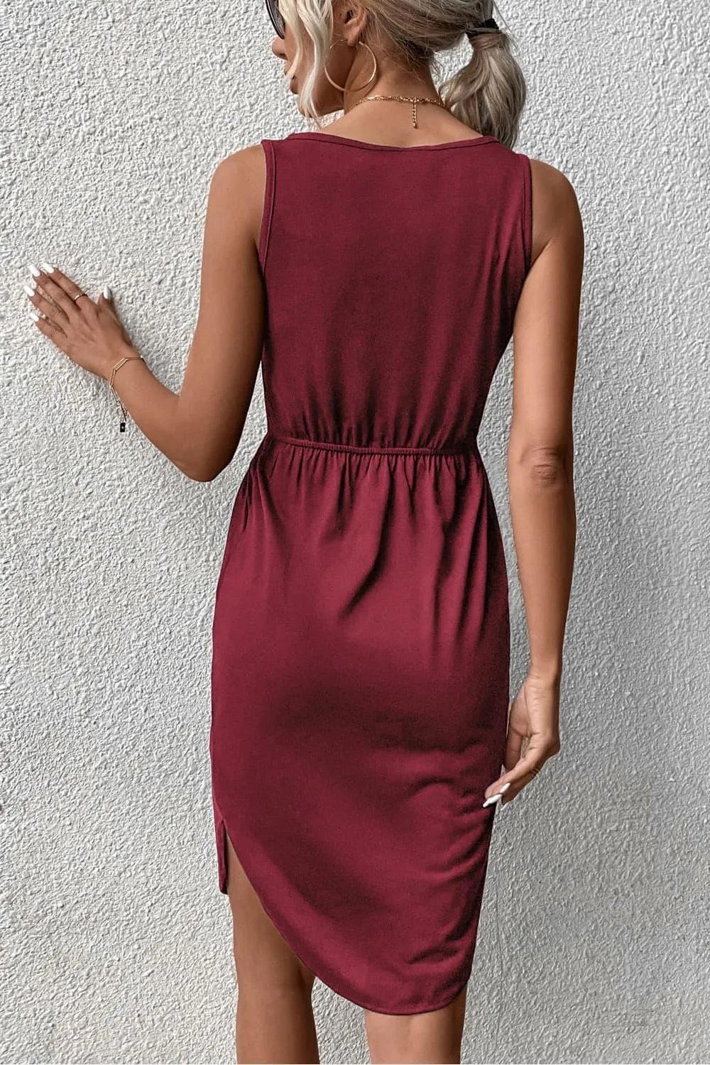 Hazel Blues® |  V-Neck Curved Hem Sleeveless Dress