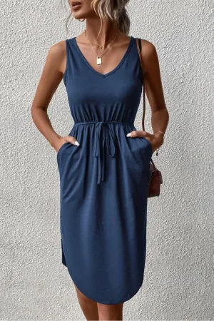 Hazel Blues® |  V-Neck Curved Hem Sleeveless Dress