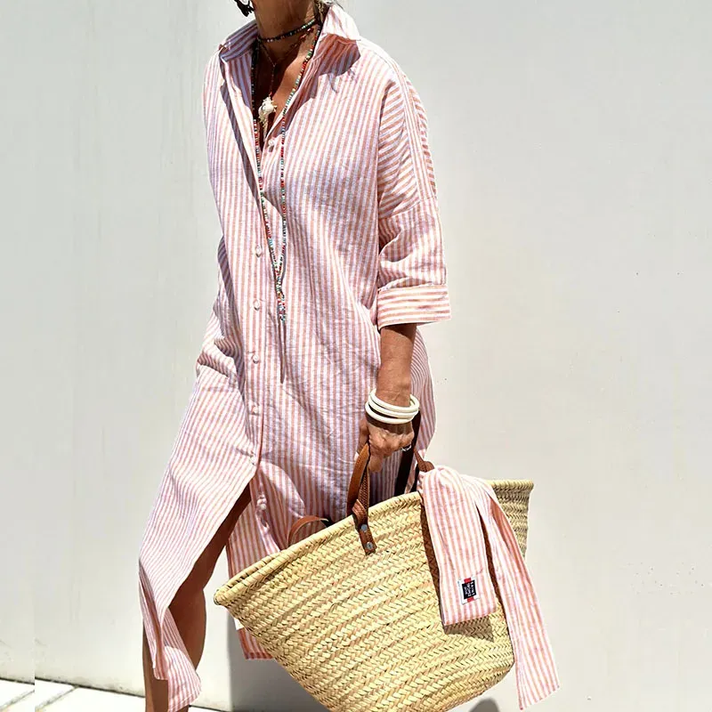 Hazel - Sophisticated Striped Comfort Midi Dress