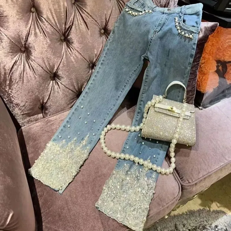 Heavy Industry Beads Sequined Jeans