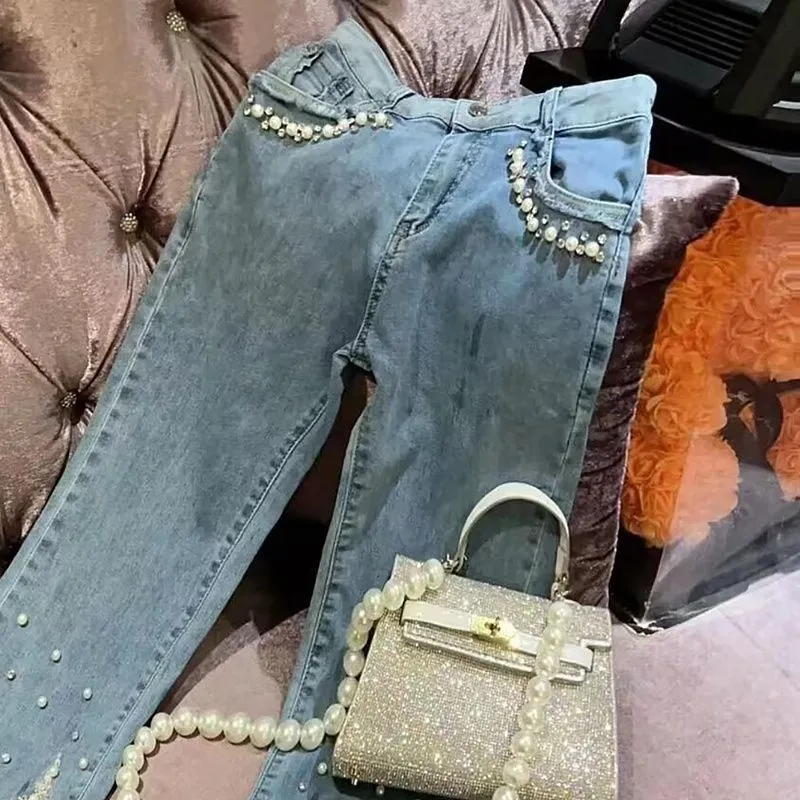 Heavy Industry Beads Sequined Jeans