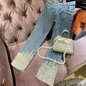 Heavy Industry Beads Sequined Jeans