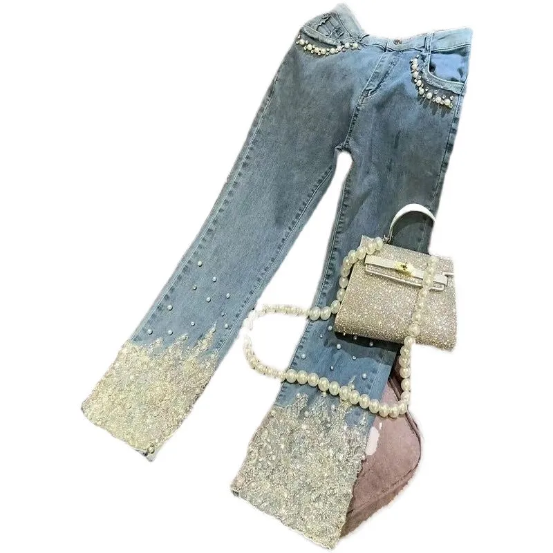 Heavy Industry Beads Sequined Jeans