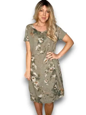 HELGA MAY Italian Linen Classic Shift 'Trumpet' Dress ~ Mocha (Small-XL)