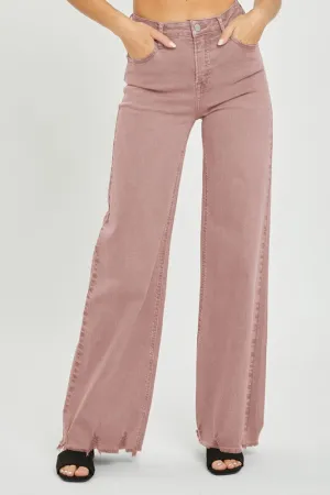High Rise Frayed Wide Pants