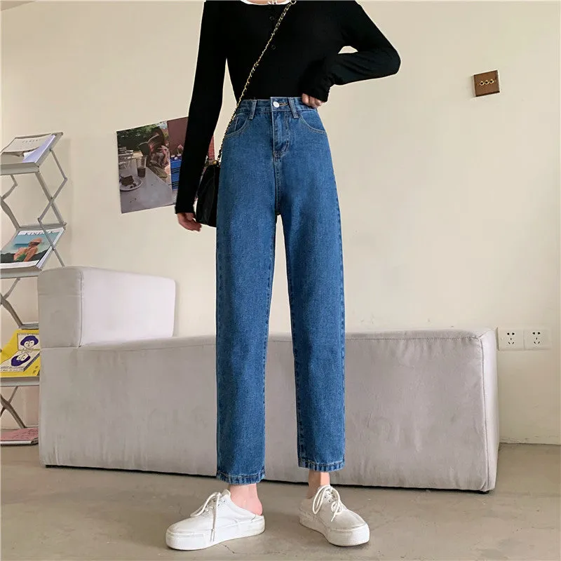 High Waist Ankle Leg Slim Long Jeans Pants