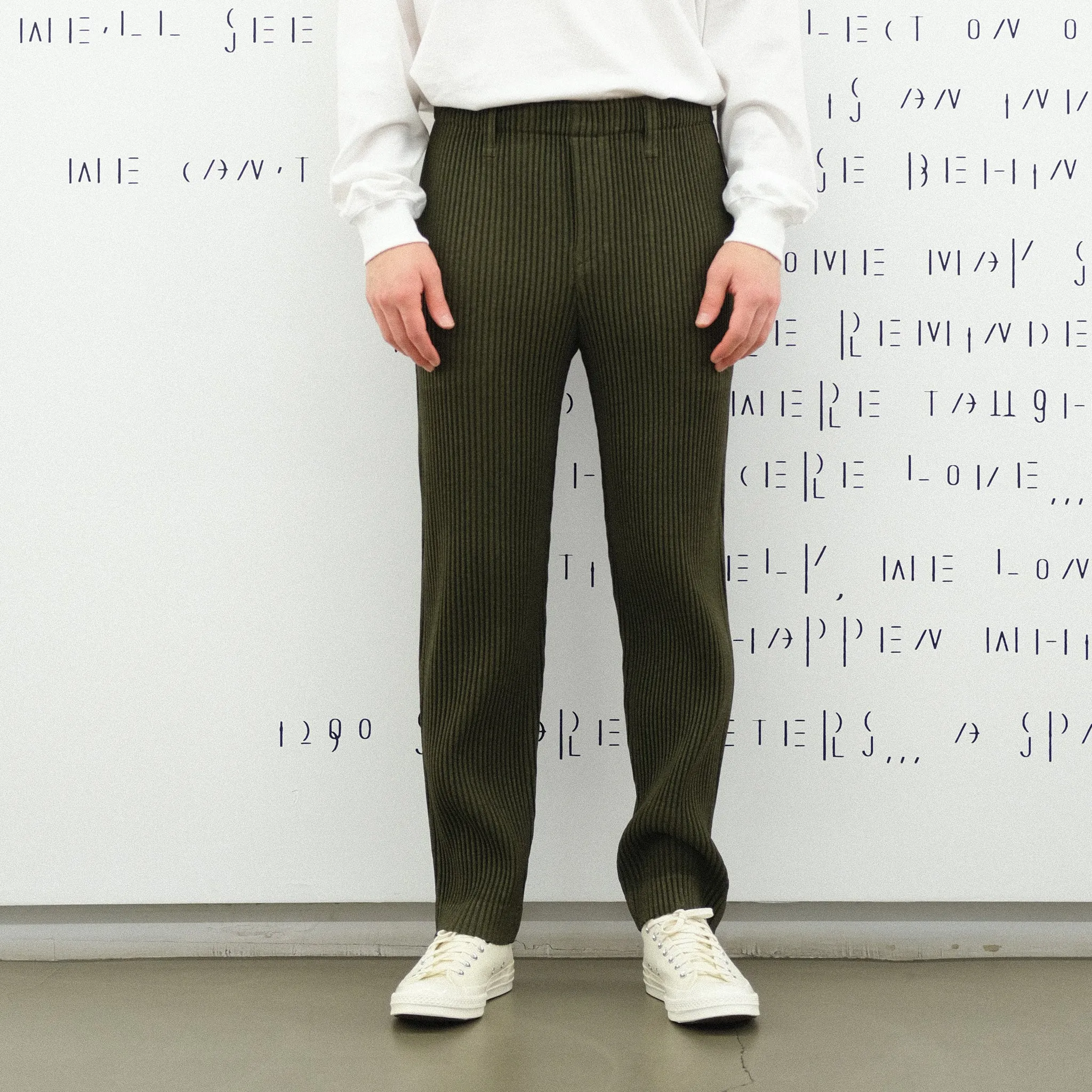 Homme Plissé Issey Miyake Wool Like Light Trousers Khaki
