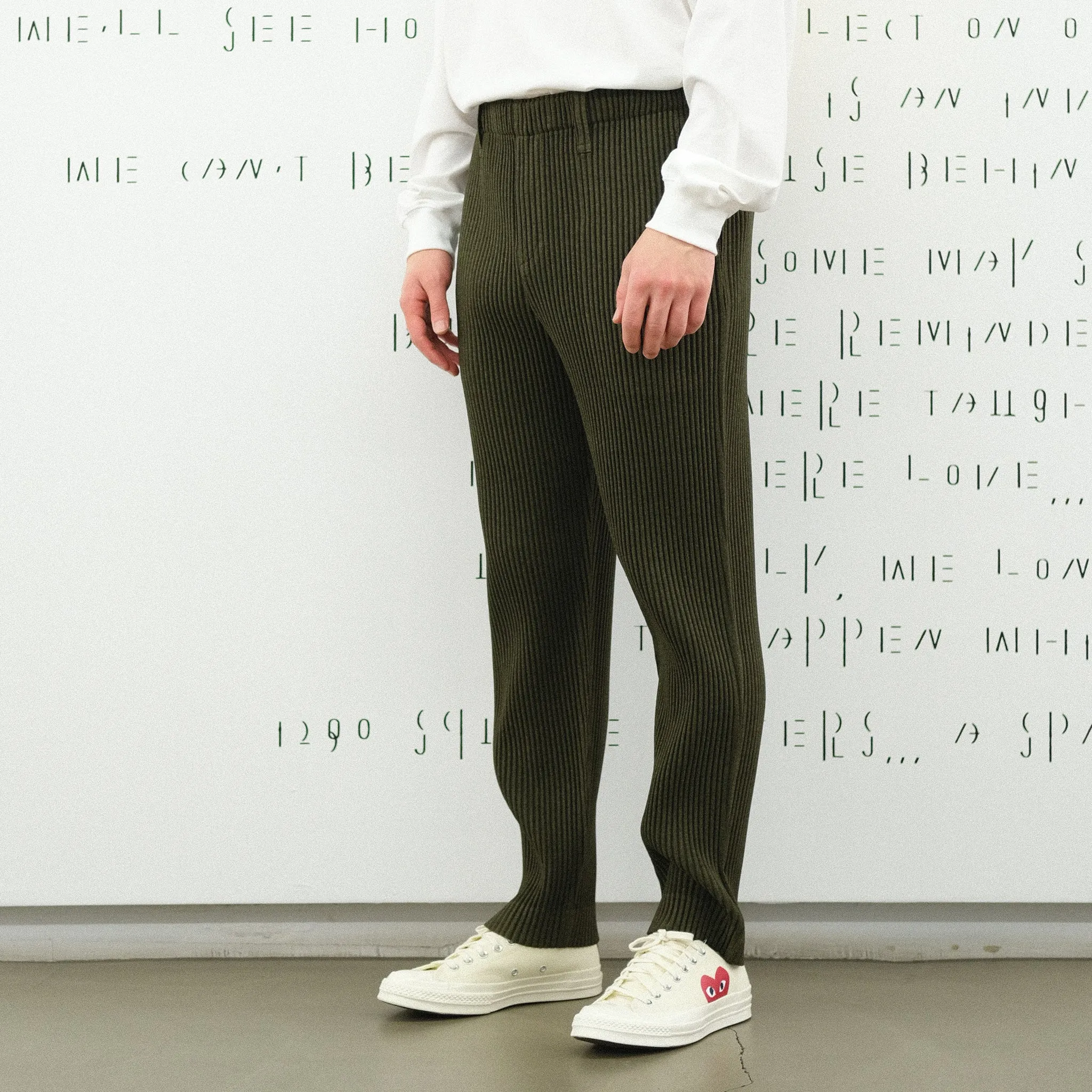 Homme Plissé Issey Miyake Wool Like Light Trousers Khaki
