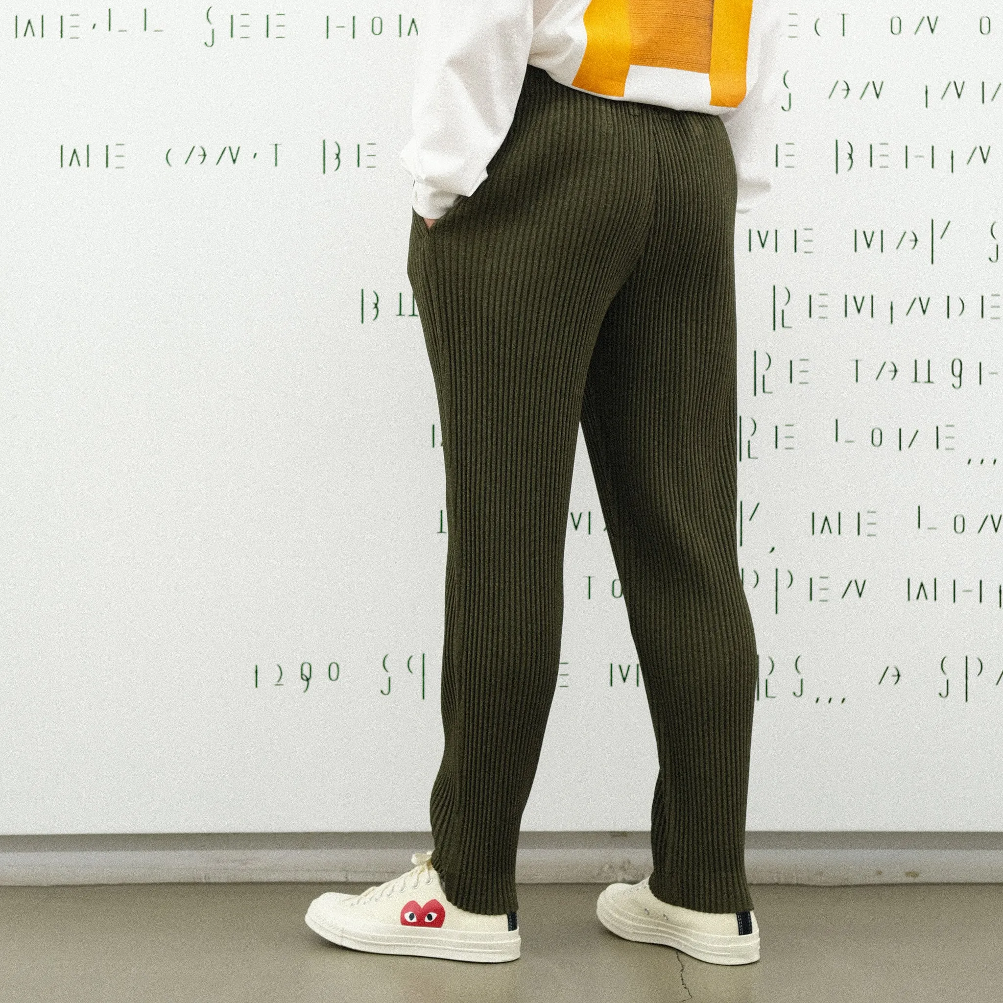 Homme Plissé Issey Miyake Wool Like Light Trousers Khaki