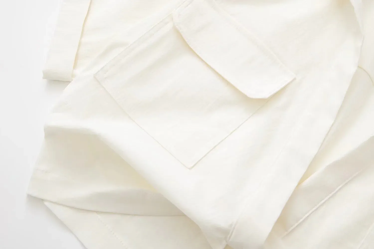 hulianfu Pockets Turn Down Collar Shirt Crop Top Cotton Linen White High Fashion Blusa Mujer Loose Casual Summer Spring Blouse
