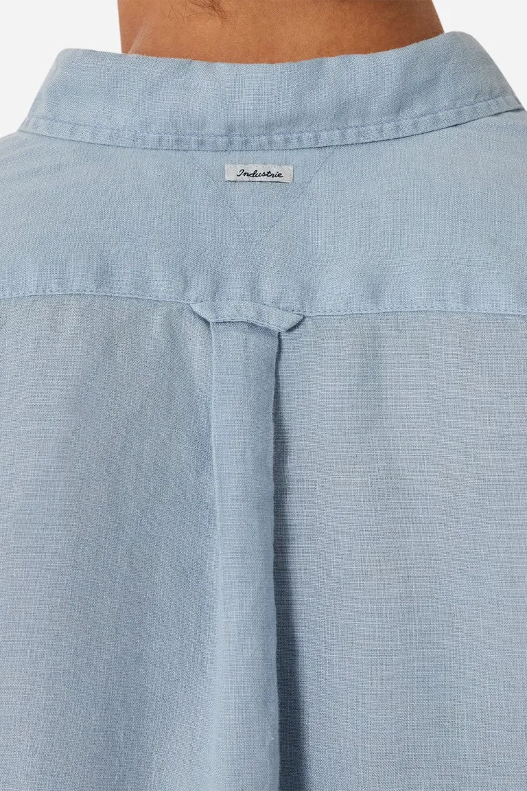 INDUSTRIE TENNYSON LINEN LONG SLEEVE SHIRT FRENCH BLUE