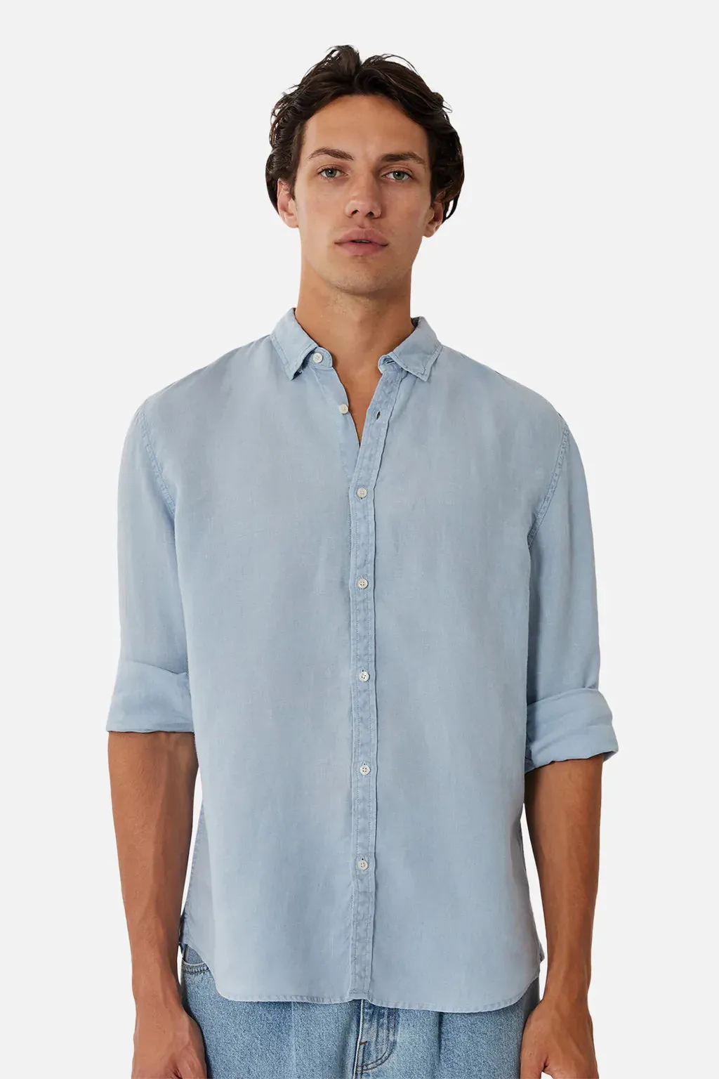 INDUSTRIE TENNYSON LINEN LONG SLEEVE SHIRT FRENCH BLUE