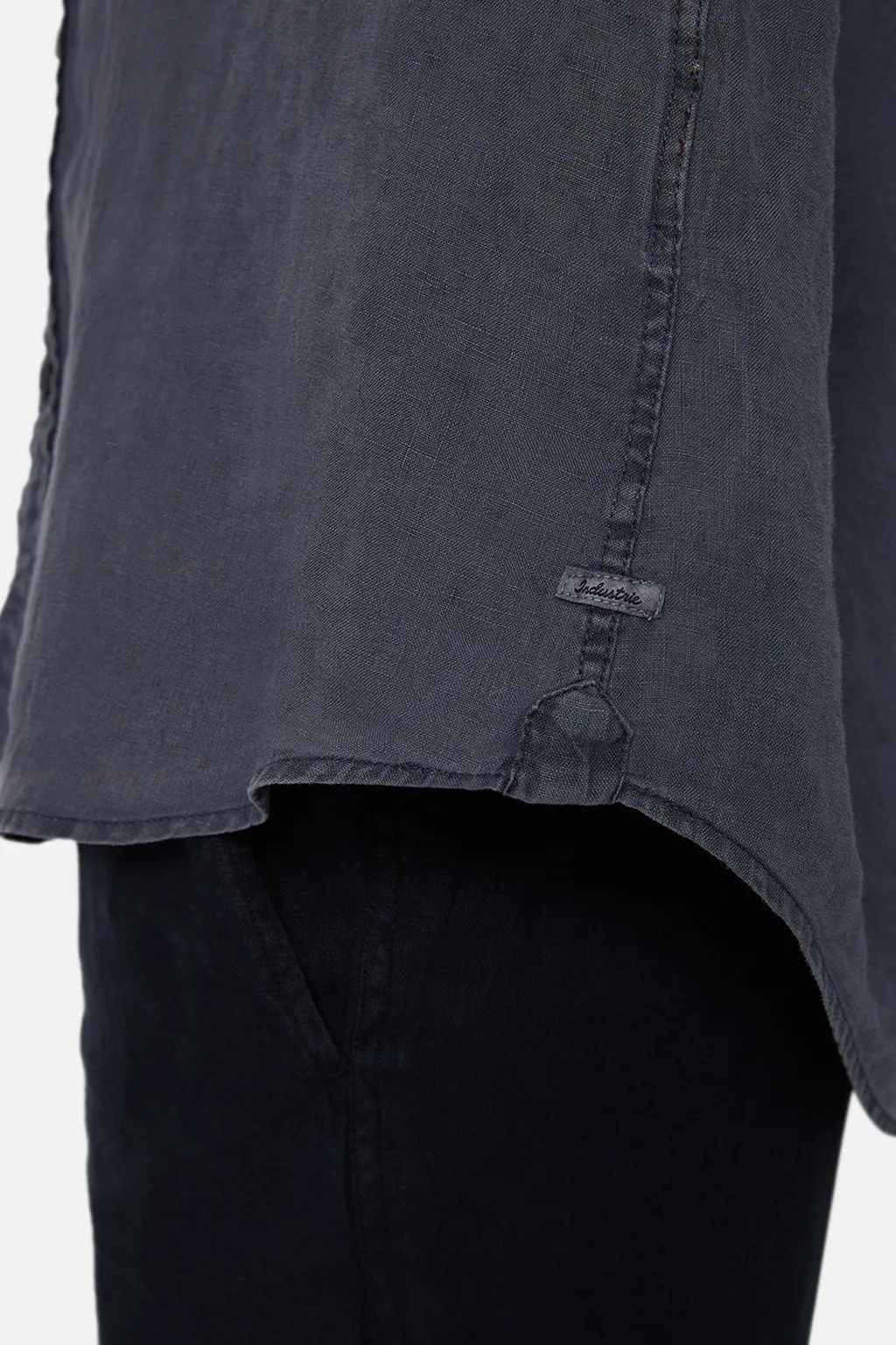 Industrie The Tennyson Linen Long Sleeve Shirt - Anthracite
