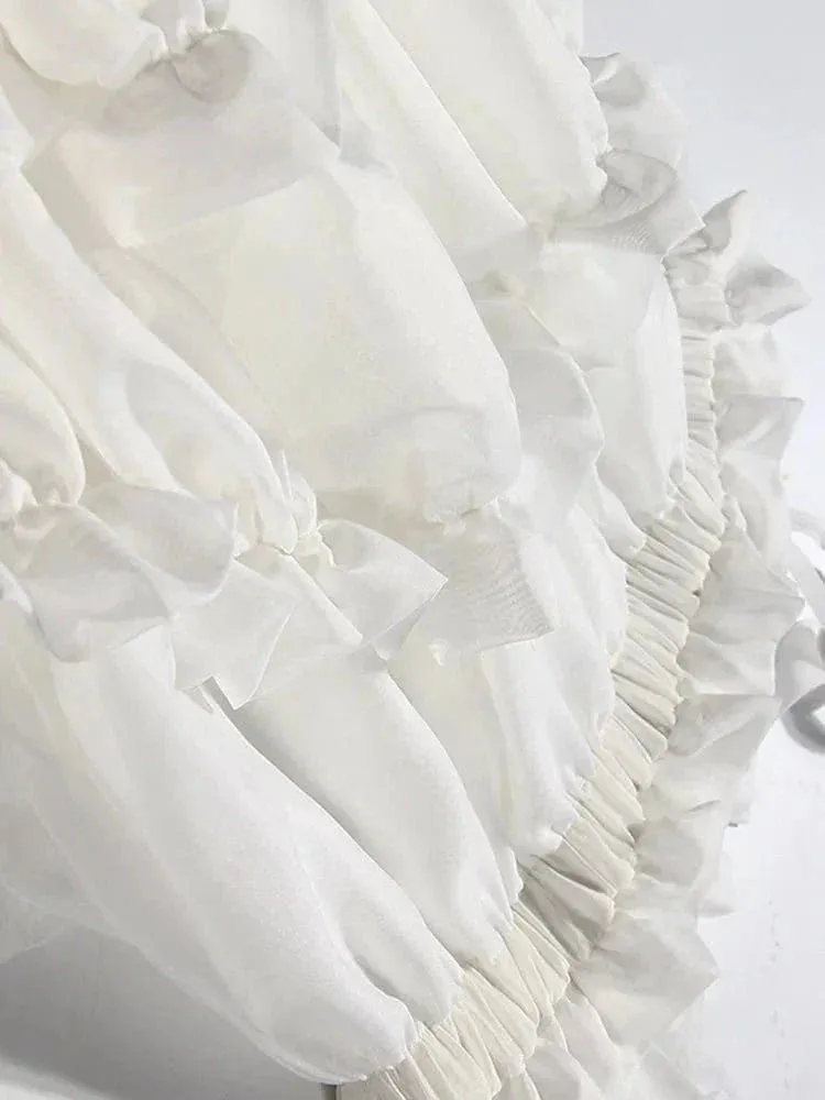 Irregular Ruffles Spaghetti Strap Dress