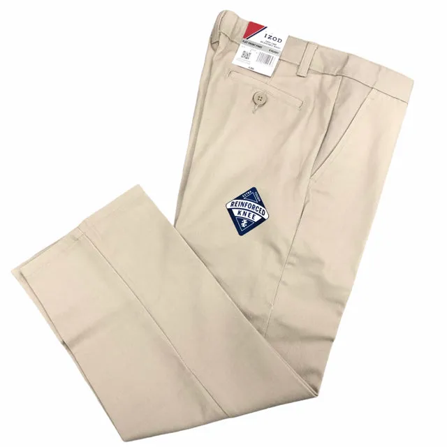 Izod Boy's Khaki Flat Front Dress Pants (8 Husky)