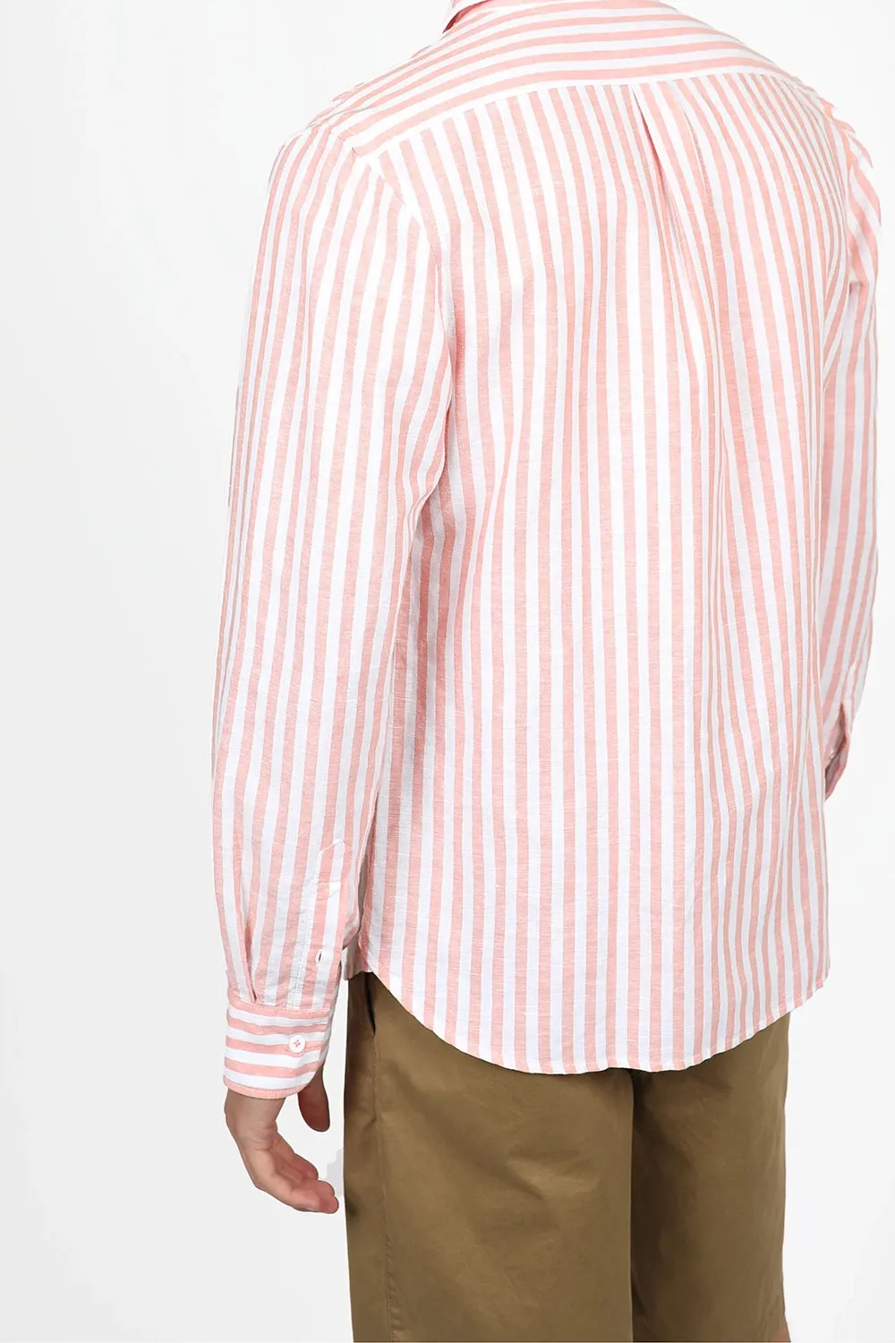 JAMES HARPER LINEN COTTON BLEND EVEN STRIPE L/S SHIRT JHS558