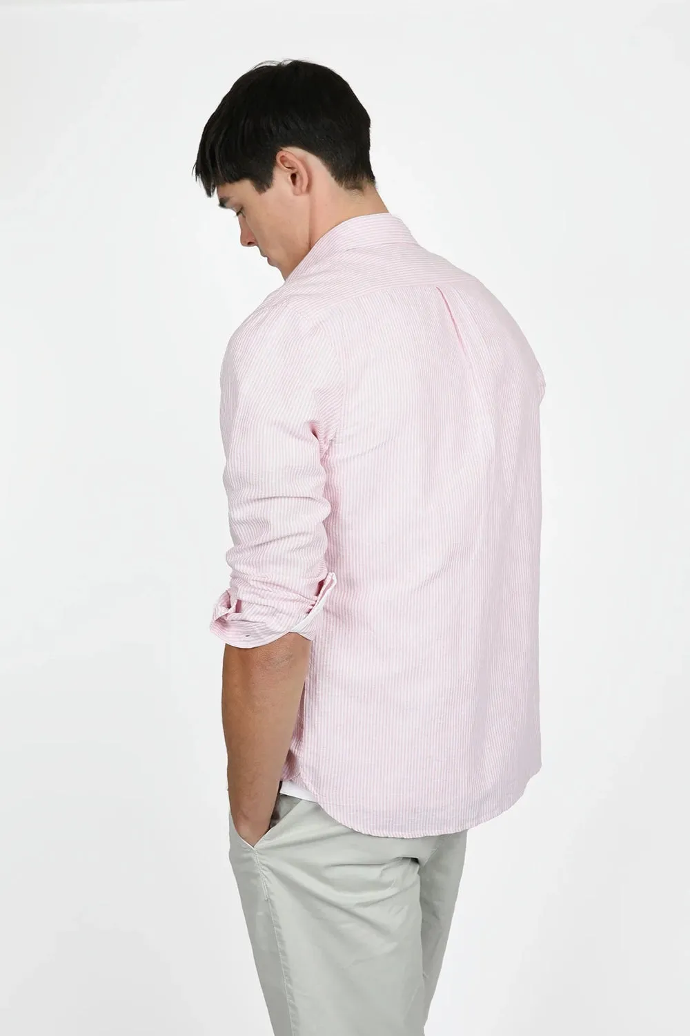 JAMES HARPER NARROW STRIPE LINEN VISCOSE L/S SHIRT JHS560