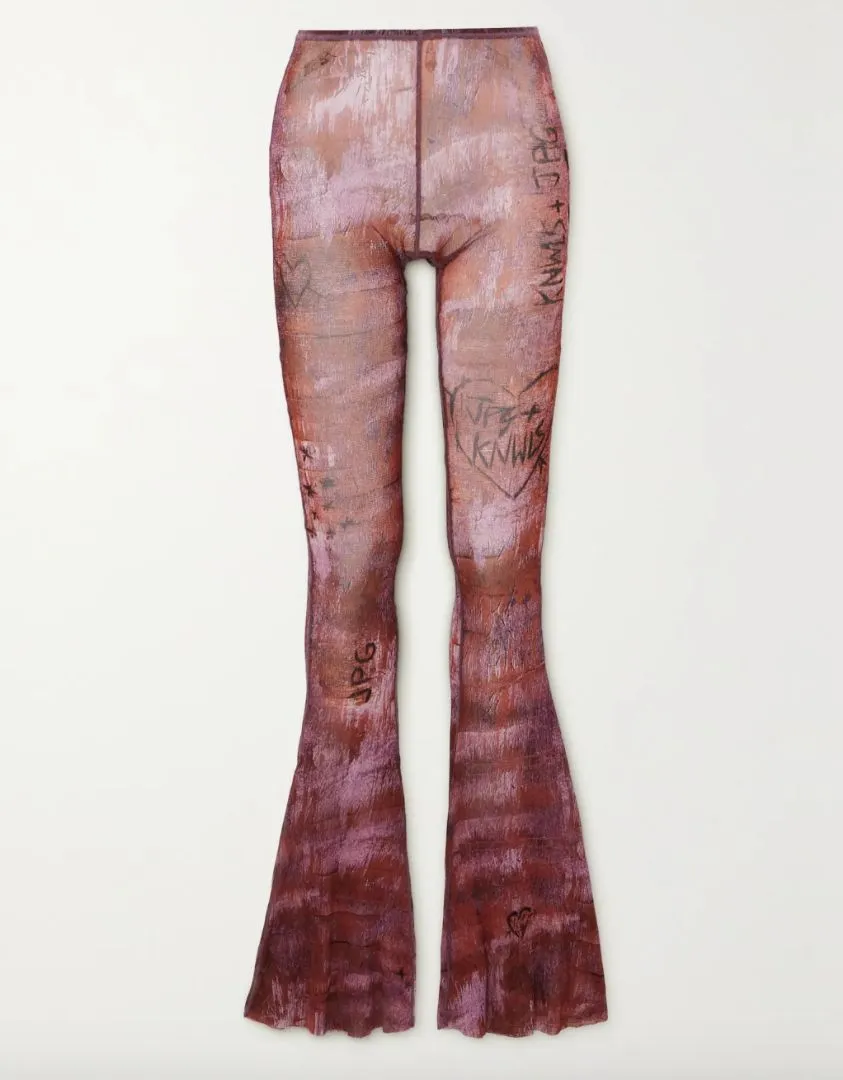 Jean Paul Gaultier   KNWLS printed mesh flared pants
