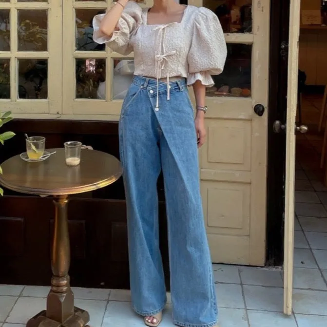 Kay Wrapped Button Fly Loose Jeans