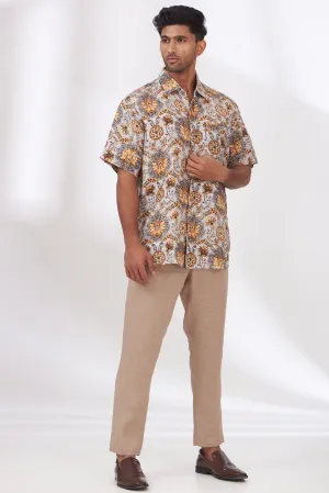 Khaki Pure Linen Pants