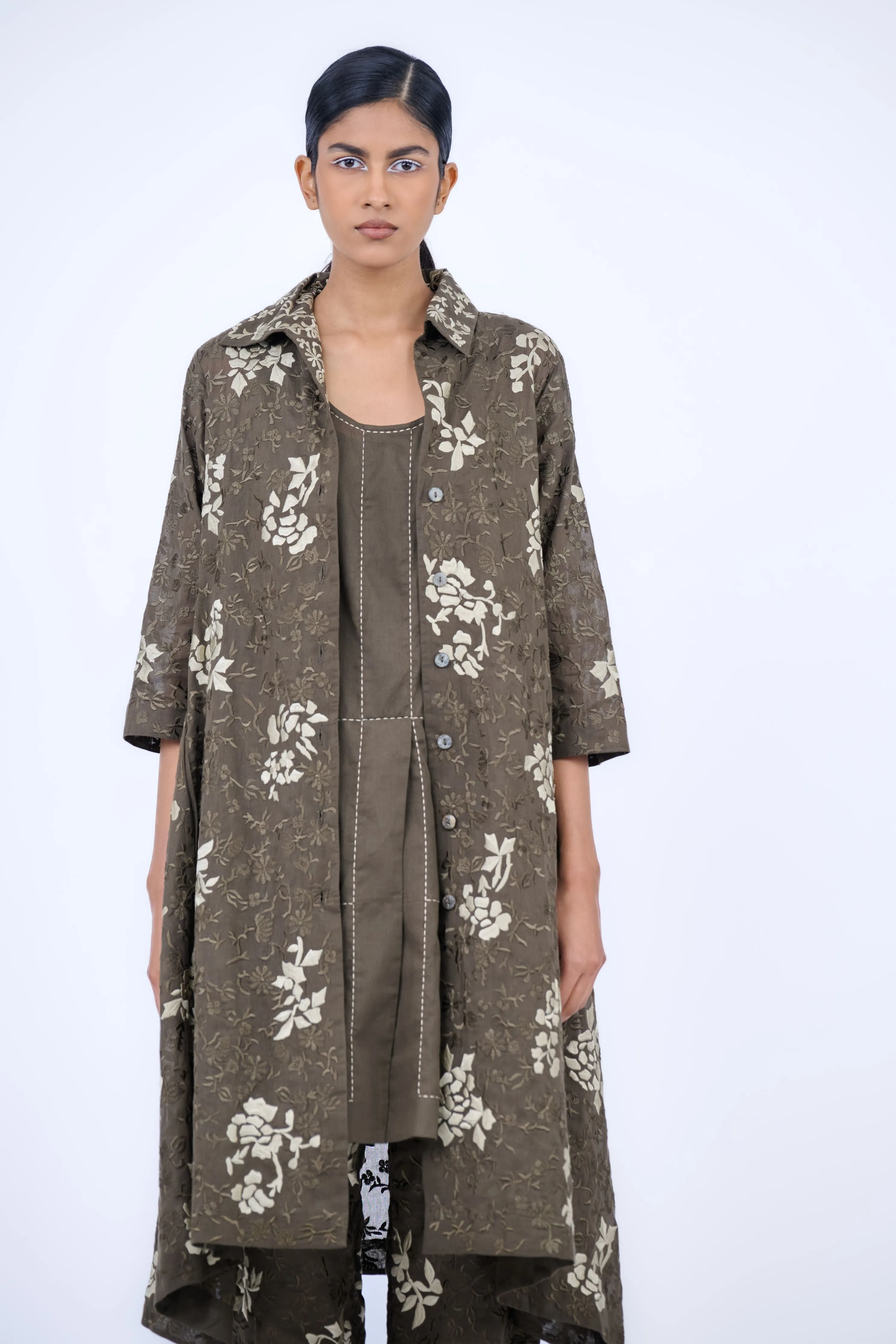 Khaki Threadwork Jacket