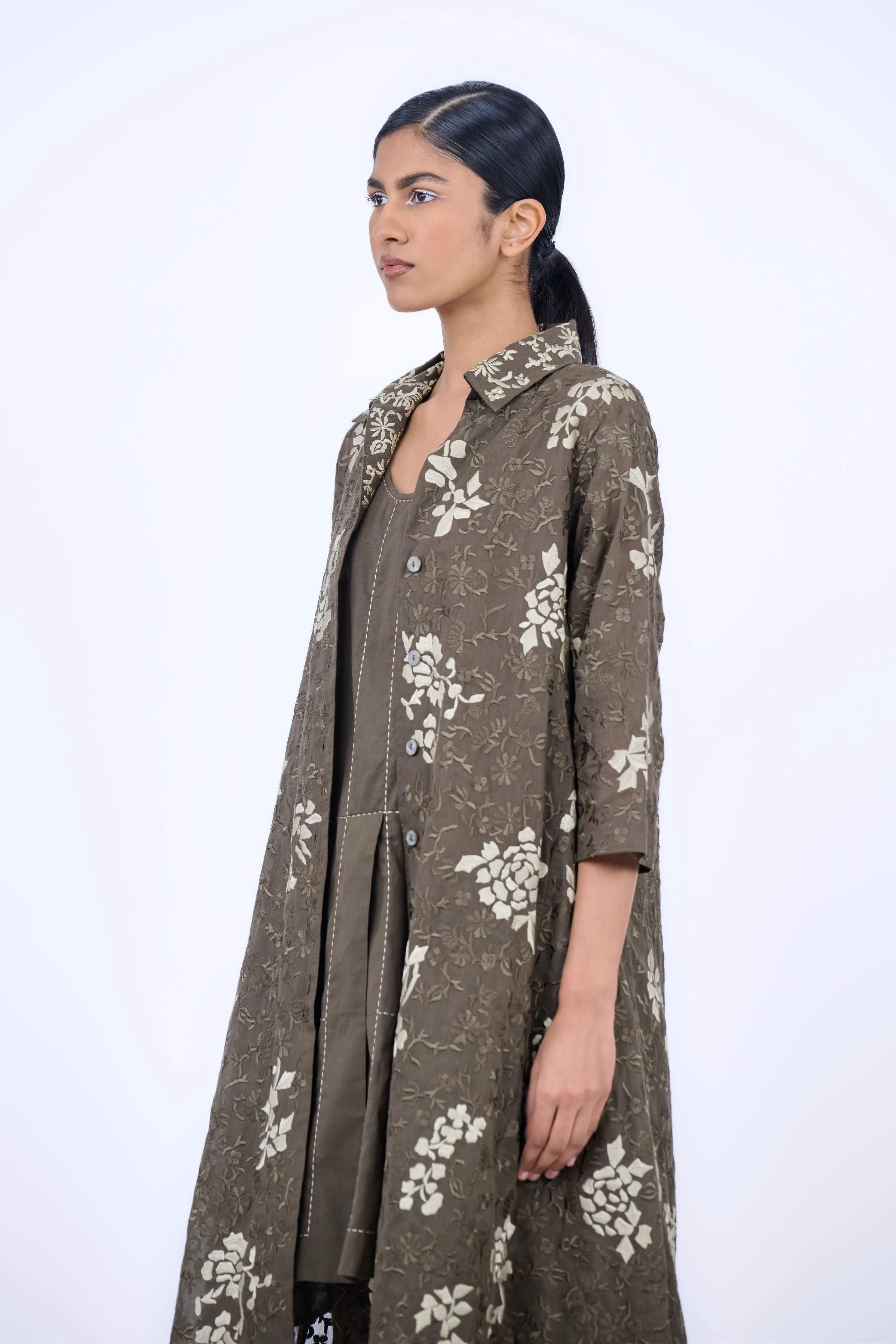 Khaki Threadwork Jacket