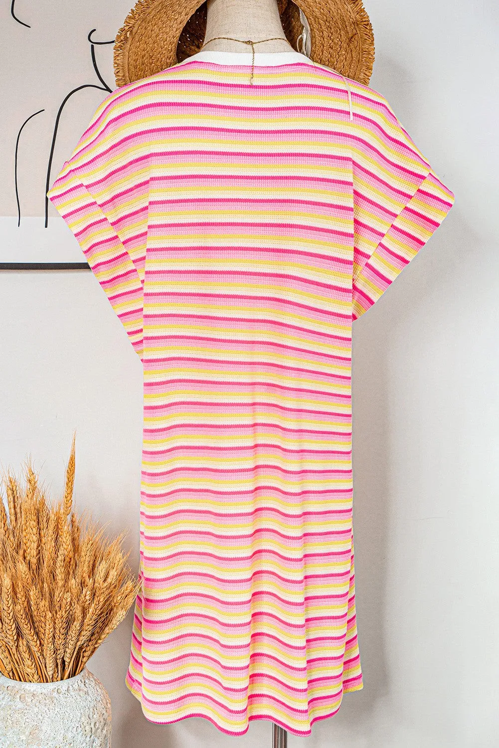 Ladies Stripe Crew Neck T Shirt Dress FSWRK6120996-P719