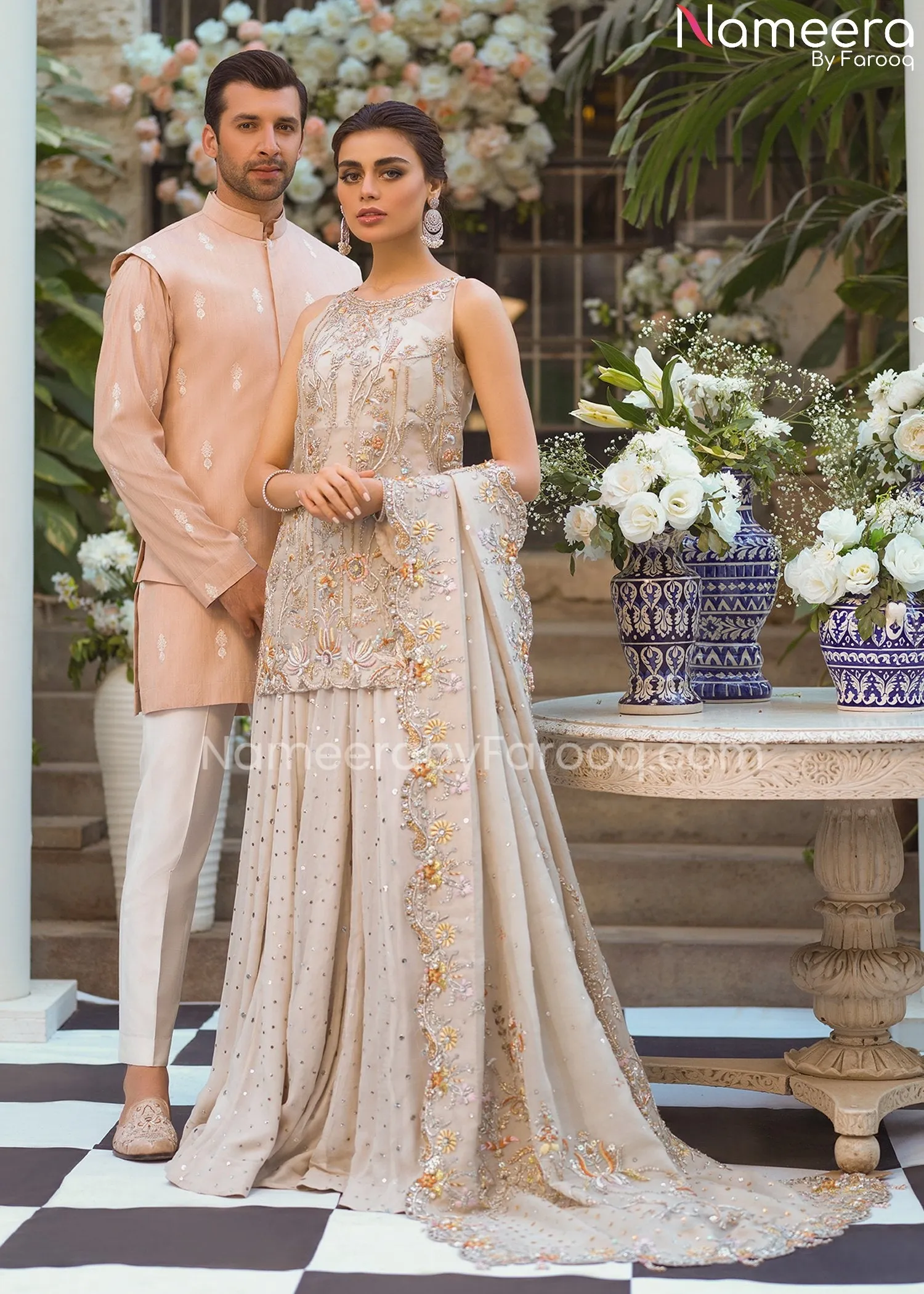 Latest Pakistani Bridal Sharara Kameez Suit #BS520