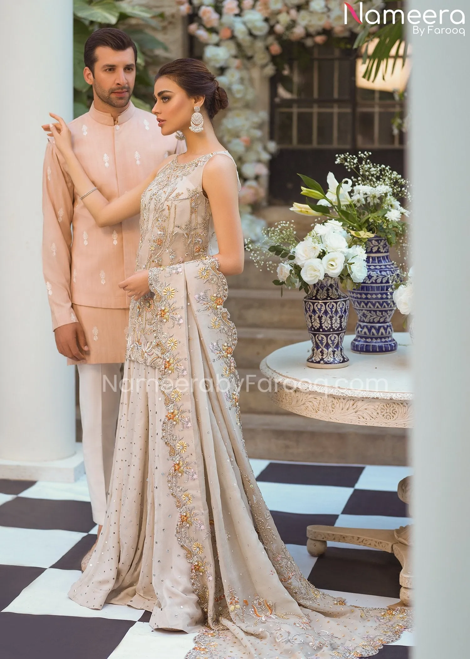 Latest Pakistani Bridal Sharara Kameez Suit #BS520