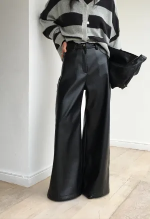 Leather Black Flare Pant