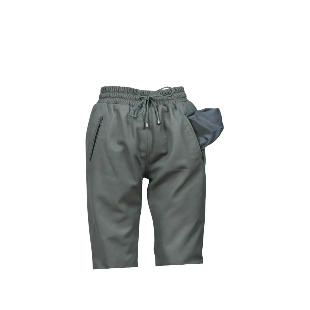 Leather Grey Pant Soft Slim Fit Joggers